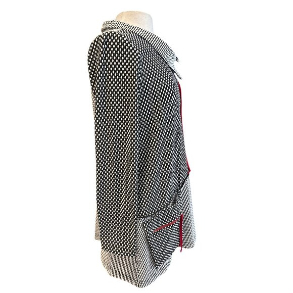 Moonlight Asymmetrical Long Sleeve Polka Dot & Gingham Tunic Top With Red Accent - Picture 4 of 7